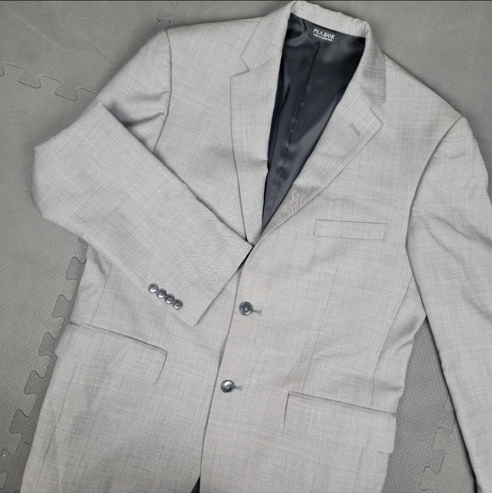 Jos A Bank Traveler Blazer Jacket Tailored Fit Mens 41R Gray 100% Wool